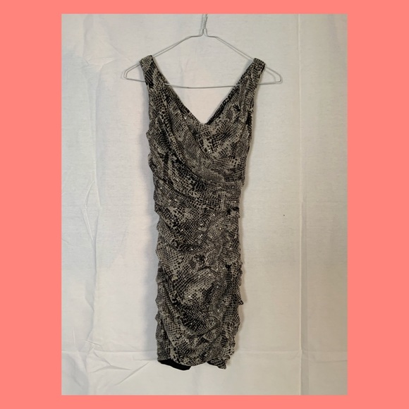 Ruched Faux Snakeskin Party Dress - Picture 2 of 2